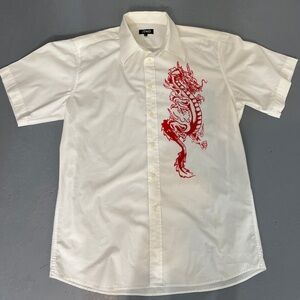 Dolce & Gabbana Vintage Red Dragon Print Cotton Shirt